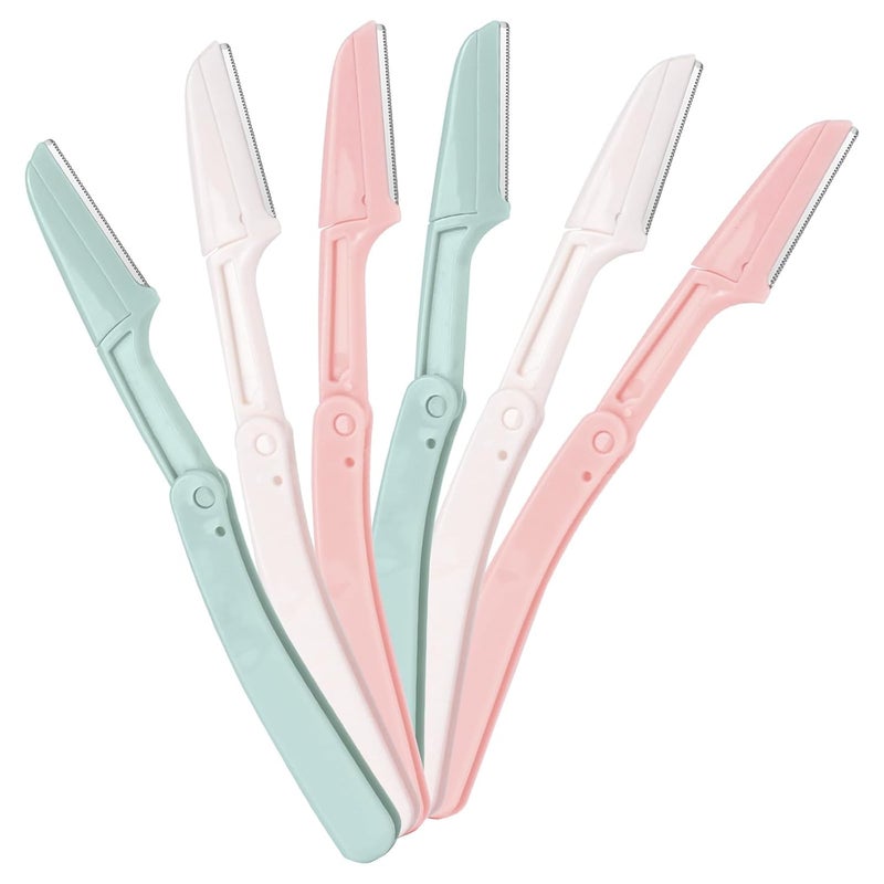 bedace Dermaplane Razor for Women Face,Stocking Stuffers 6 pack Folding Eyebrow Razor Facial Hair Removal for Women and Men Travel,Dermaplaning Beauty Tool - Image 1